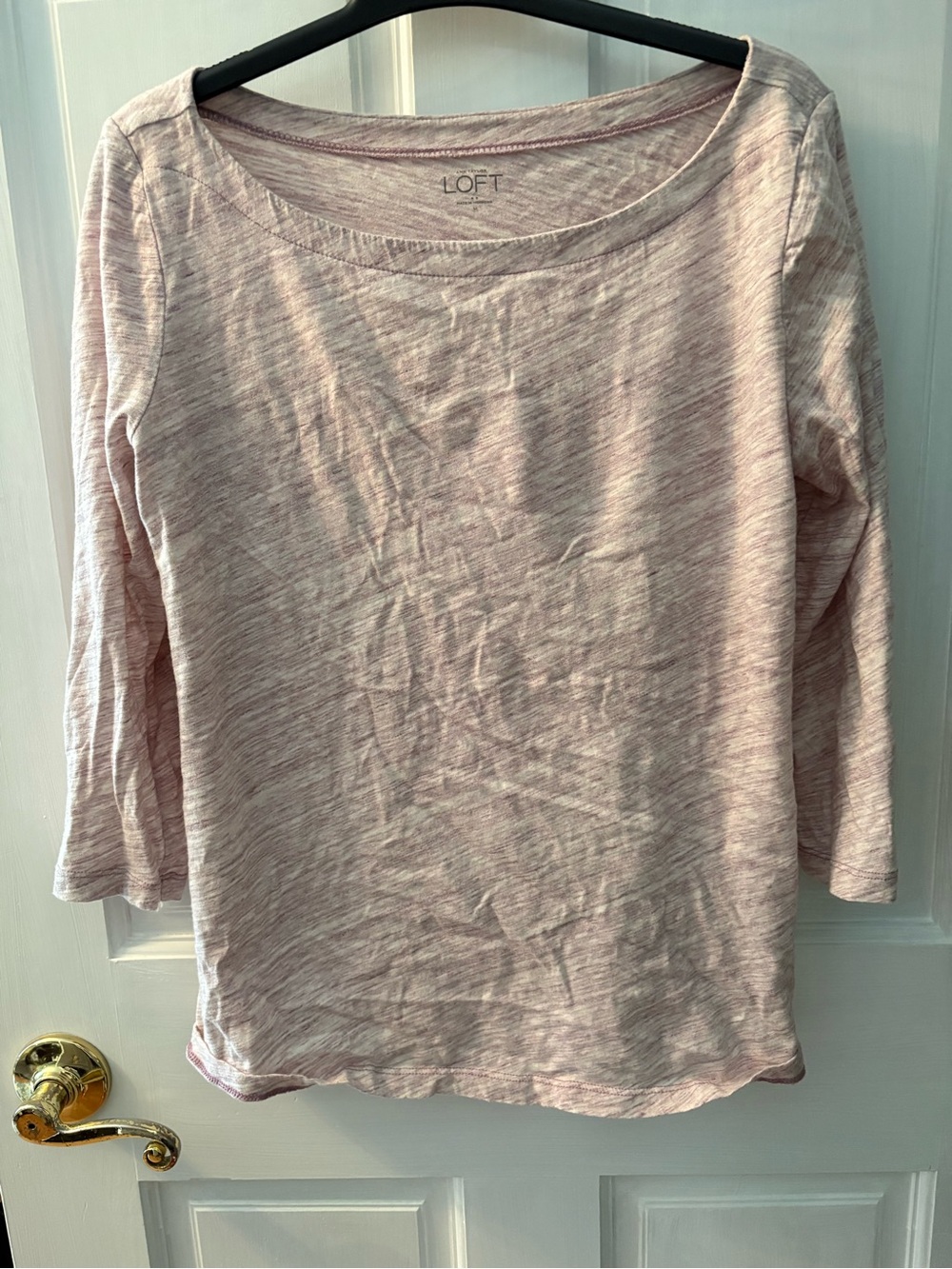 LOFT Light Pink Heathered Scoop Neck Long Sleeve Tee